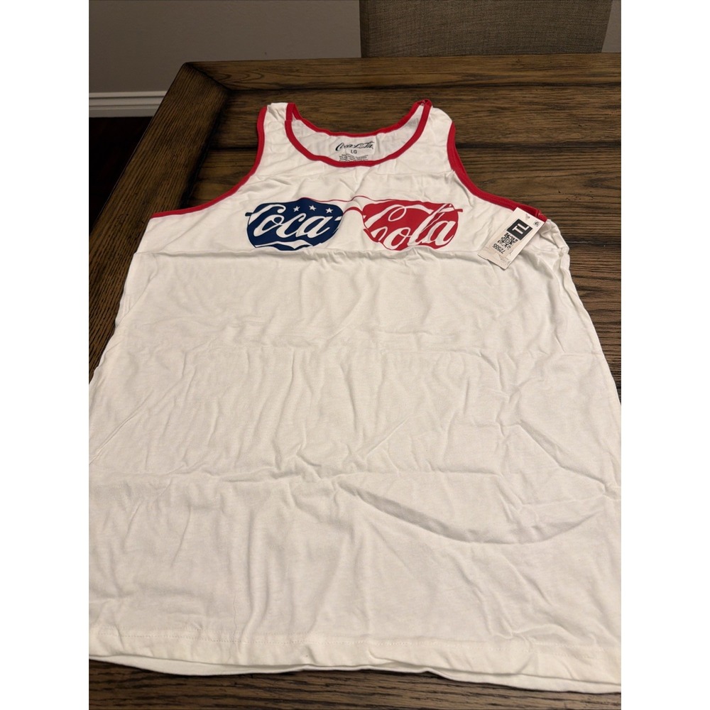 Coca-Cola Mens Size Large Tank Top T-Shirt Patriotic Sunglasses…C4